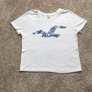 Hollister Tie Dye Logo Cropped Tee | White Tee | Cropped | Vintage | Logo Tee